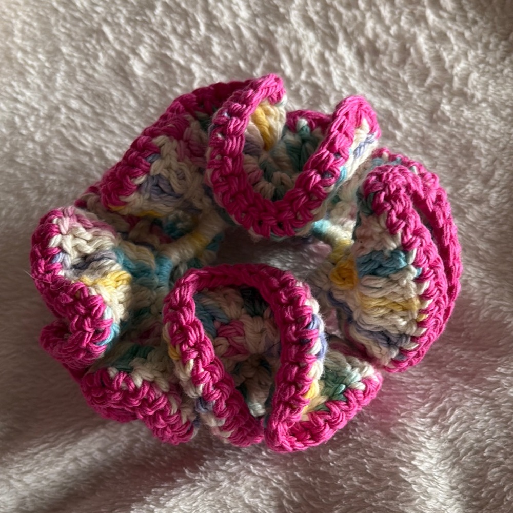 Colorful Crochet Hair Scrunchie